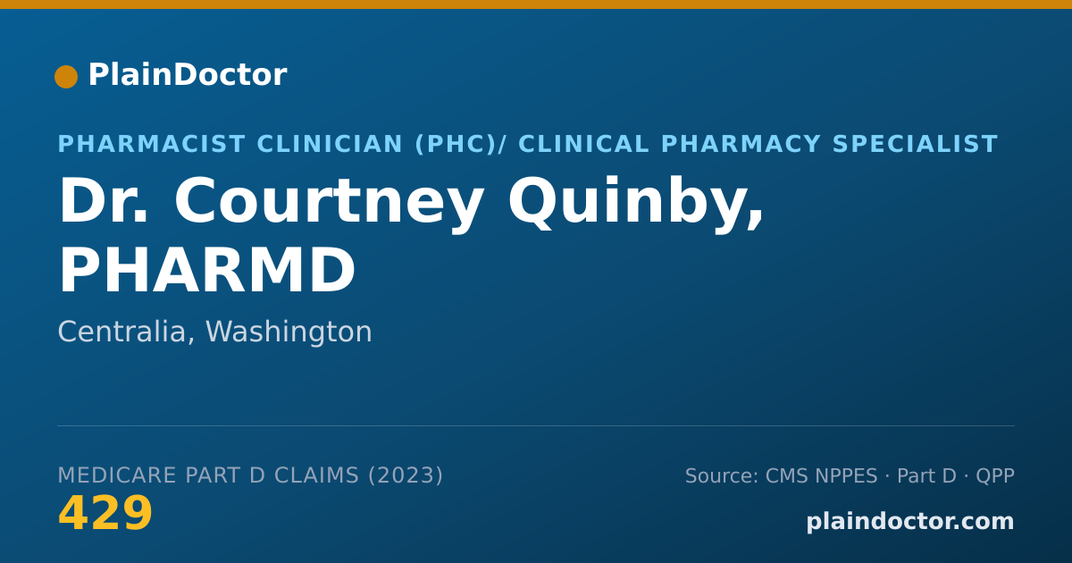 Shareable card for Courtney Quinby, PHARMD - Pharmacist Clinician (PhC)/ Clinical Pharmacy Specialist, Centralia, WA