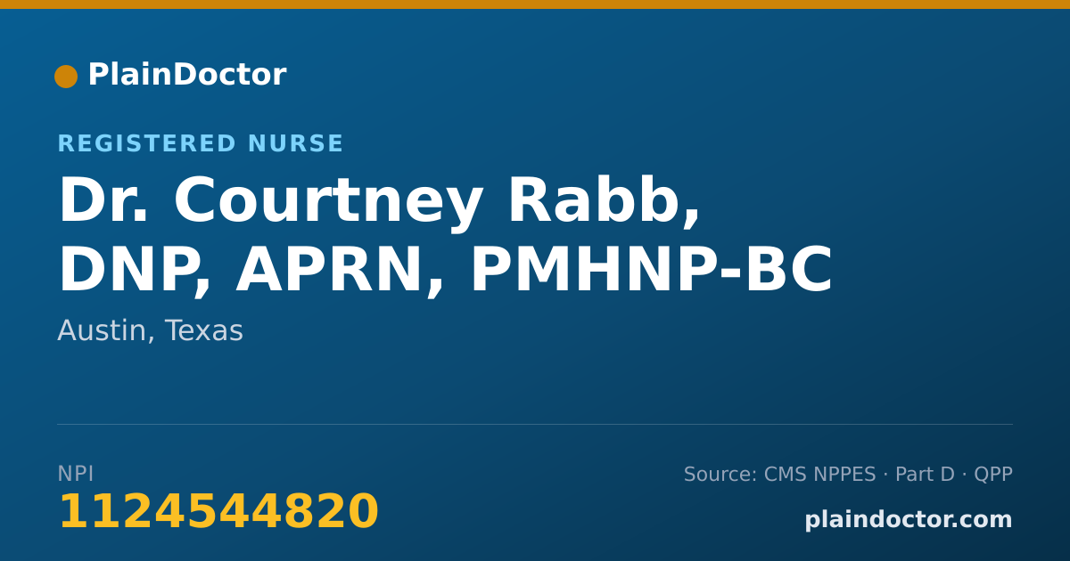 Shareable card for Courtney Rabb, DNP, APRN, PMHNP-BC - Registered Nurse, Austin, TX