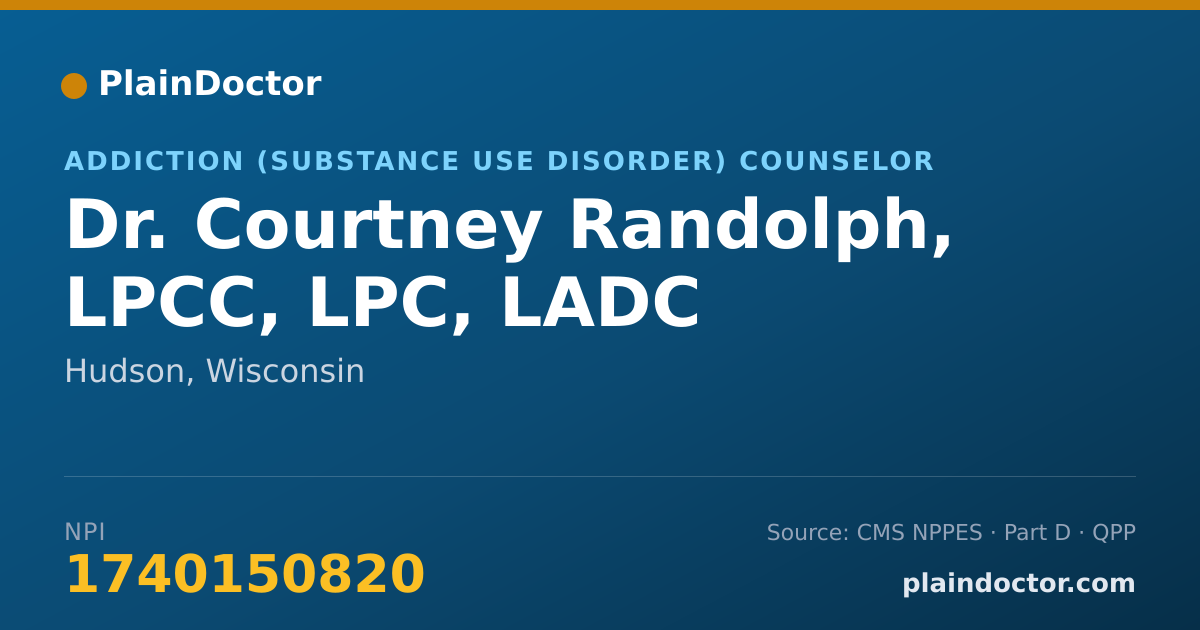 Shareable card for Courtney Randolph, LPCC, LPC, LADC - Addiction (Substance Use Disorder) Counselor, Hudson, WI