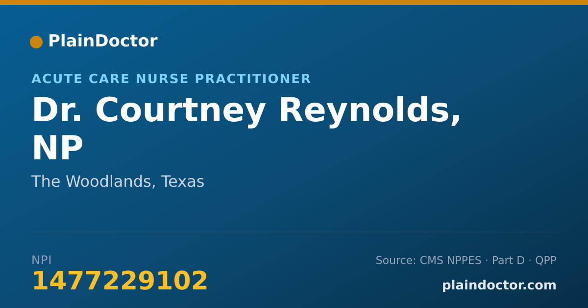 Shareable card for Courtney Reynolds, NP - Acute Care Nurse Practitioner, The Woodlands, TX