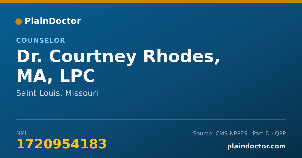 Shareable card for Courtney Rhodes, MA, LPC - Counselor, Saint Louis, MO