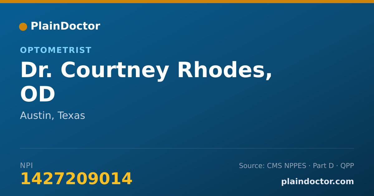 Shareable card for Courtney Rhodes, OD - Optometrist, Austin, TX