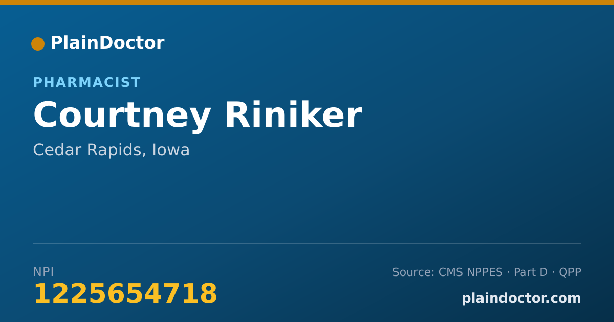 Shareable card for Courtney Riniker - Pharmacist, Cedar Rapids, IA