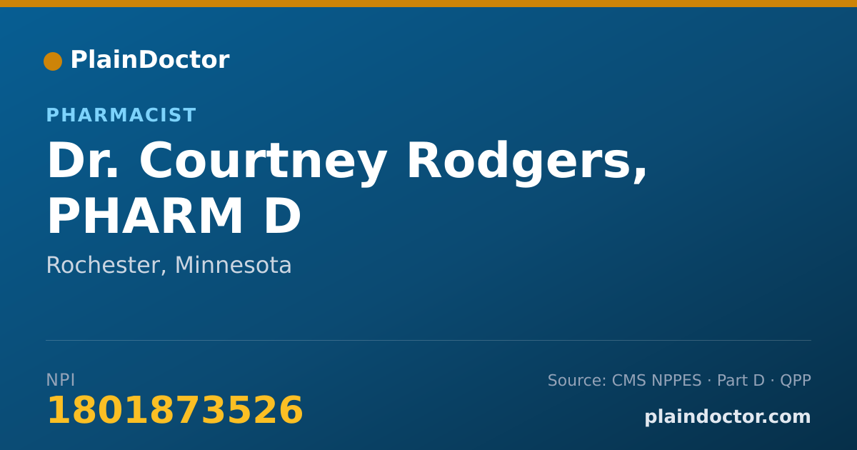 Shareable card for Courtney Rodgers, PHARM D - Pharmacist, Rochester, MN