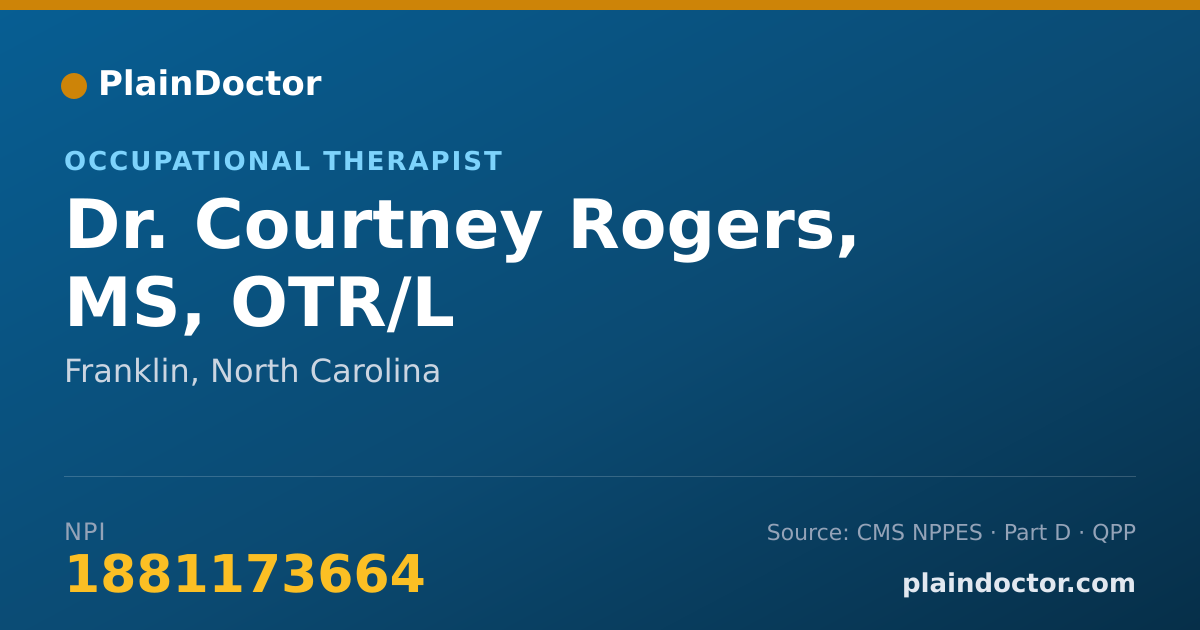 Shareable card for Courtney Rogers, MS, OTR/L - Occupational Therapist, Franklin, NC