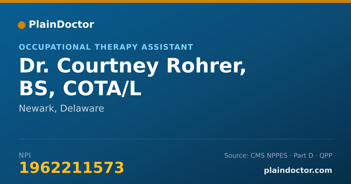 Shareable card for Courtney Rohrer, BS, COTA/L - Occupational Therapy Assistant, Newark, DE