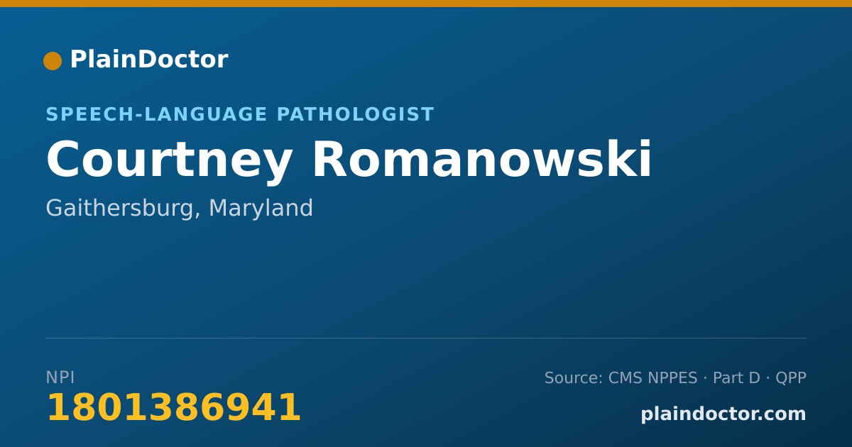 Shareable card for Courtney Romanowski - Speech-Language Pathologist, Gaithersburg, MD