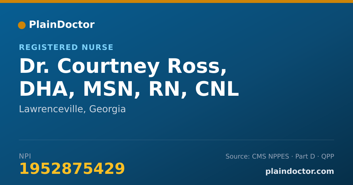 Shareable card for Courtney Ross, DHA, MSN, RN, CNL - Registered Nurse, Lawrenceville, GA