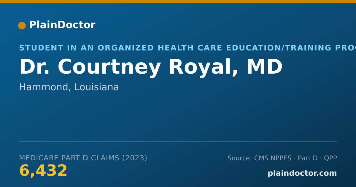 Shareable card for Courtney Royal, MD - Student in an Organized Health Care Education/Training Program, Hammond, LA