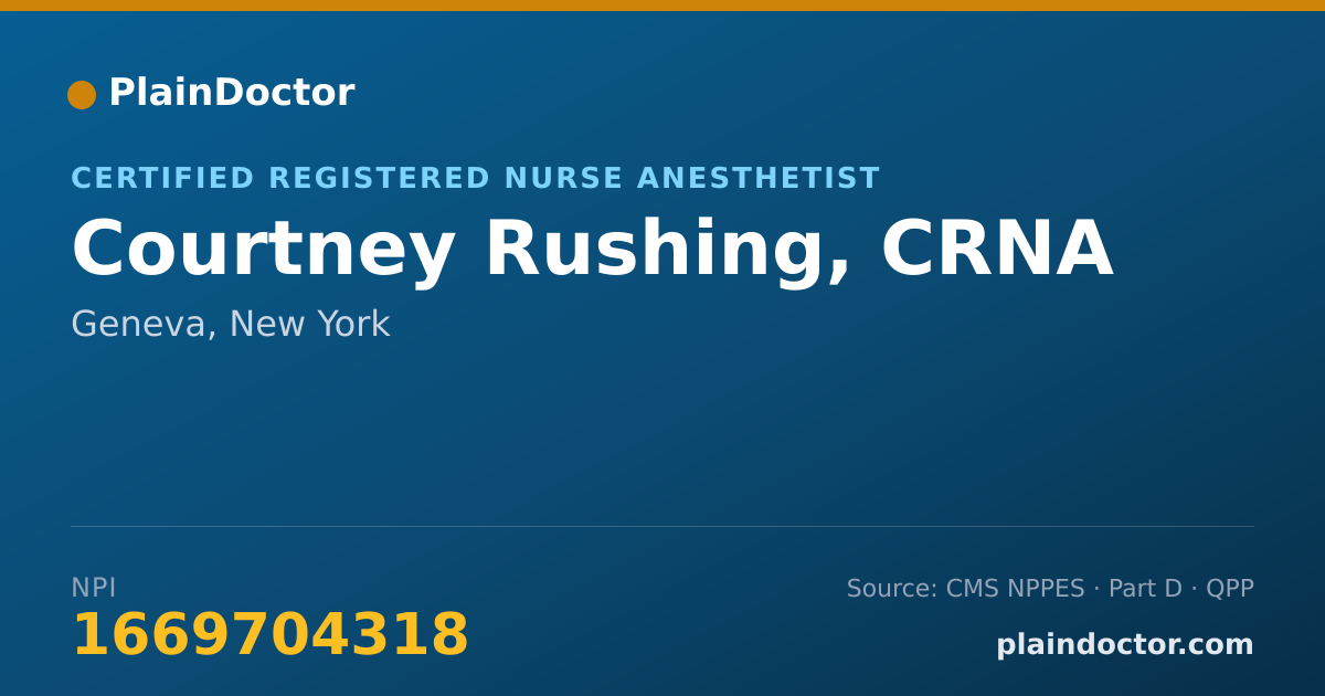 Shareable card for Courtney Rushing, CRNA - Certified Registered Nurse Anesthetist, Geneva, NY