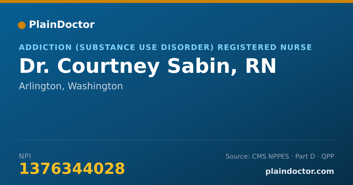 Shareable card for Courtney Sabin, RN - Addiction (Substance Use Disorder) Registered Nurse, Arlington, WA