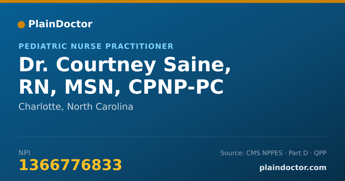 Shareable card for Courtney Saine, RN, MSN, CPNP-PC - Pediatric Nurse Practitioner, Charlotte, NC