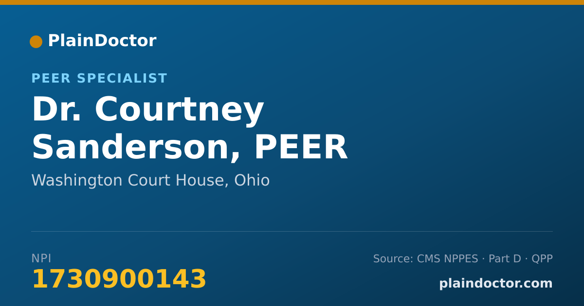 Shareable card for Courtney Sanderson, PEER SUPPORTER - Peer Specialist, Washington Court House, OH