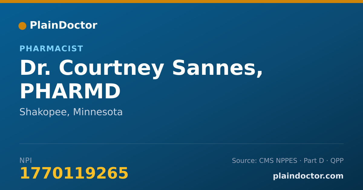 Shareable card for Courtney Sannes, PHARMD - Pharmacist, Shakopee, MN
