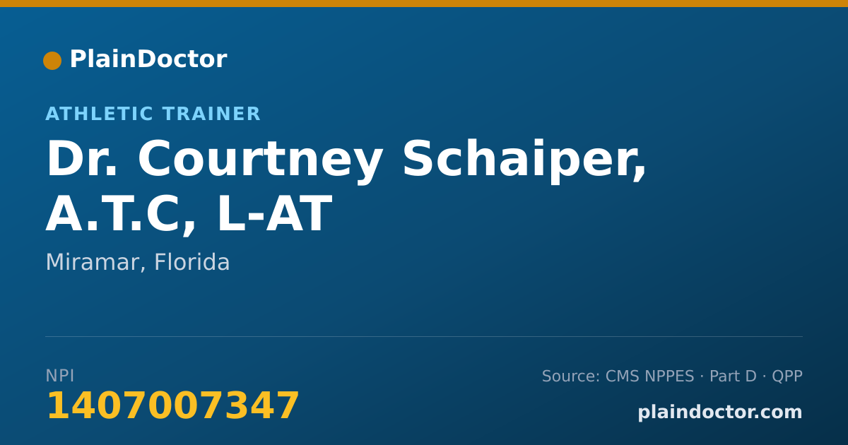 Shareable card for Courtney Schaiper, A.T.C, L-AT - Athletic Trainer, Miramar, FL