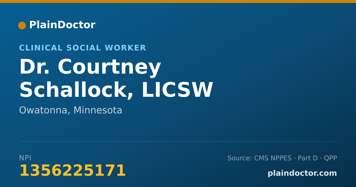 Shareable card for Courtney Schallock, LICSW - Clinical Social Worker, Owatonna, MN