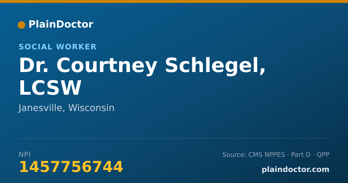Shareable card for Courtney Schlegel, LCSW - Social Worker, Janesville, WI