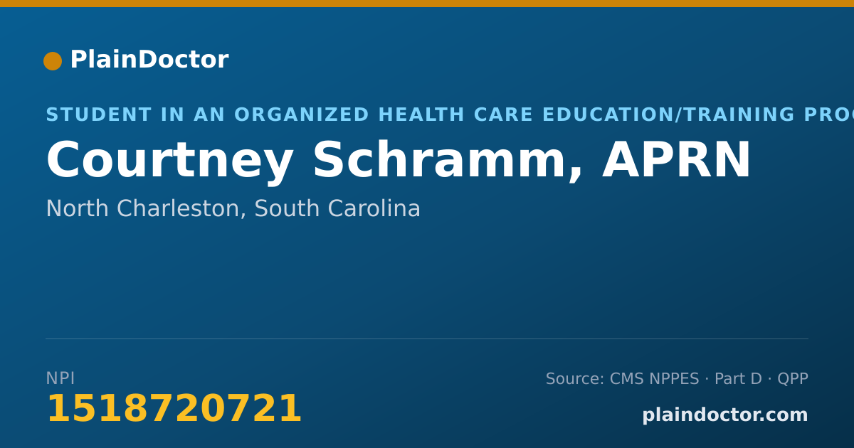 Shareable card for Courtney Schramm, APRN - Student in an Organized Health Care Education/Training Program, North Charleston, SC