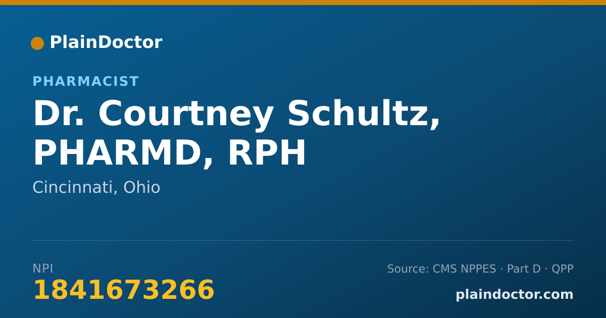 Shareable card for Courtney Schultz, PHARMD, RPH - Pharmacist, Cincinnati, OH