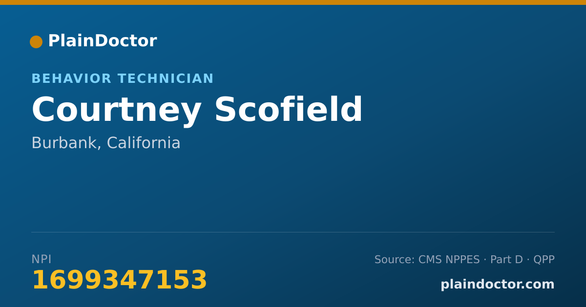 Shareable card for Courtney Scofield - Behavior Technician, Burbank, CA