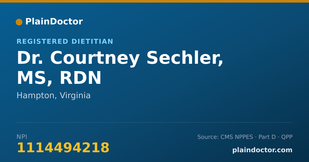Shareable card for Courtney Sechler, MS, RDN - Registered Dietitian, Hampton, VA