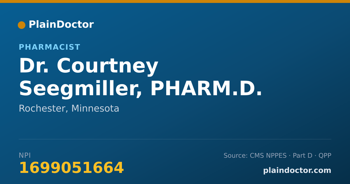 Shareable card for Courtney Seegmiller, PHARM.D. - Pharmacist, Rochester, MN