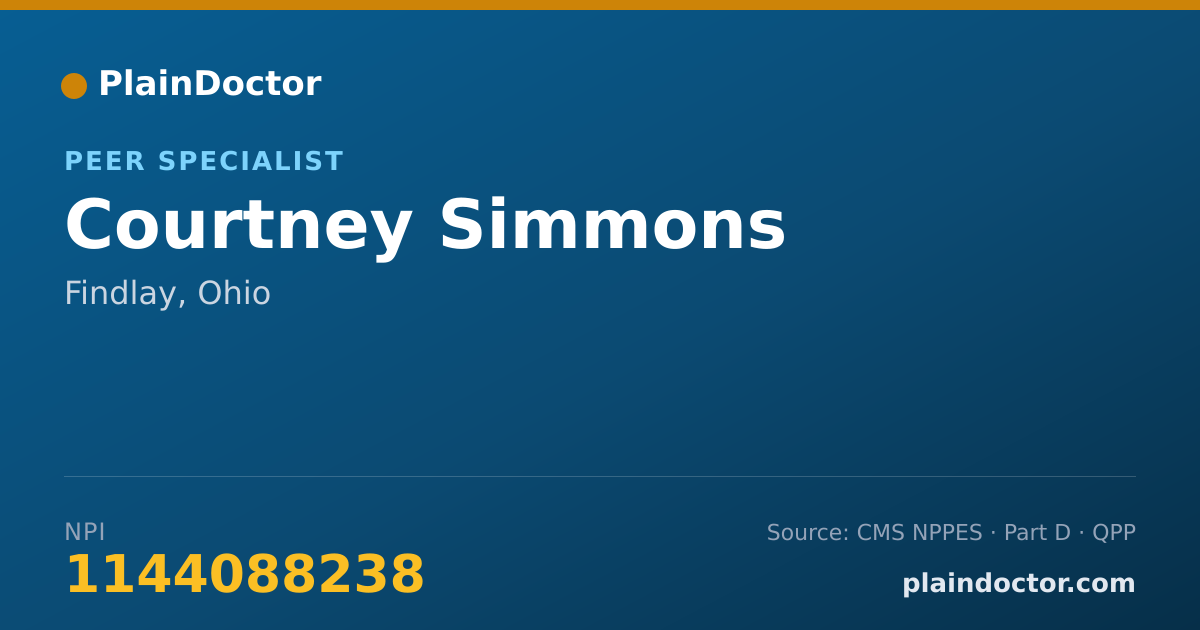 Shareable card for Courtney Simmons - Peer Specialist, Findlay, OH