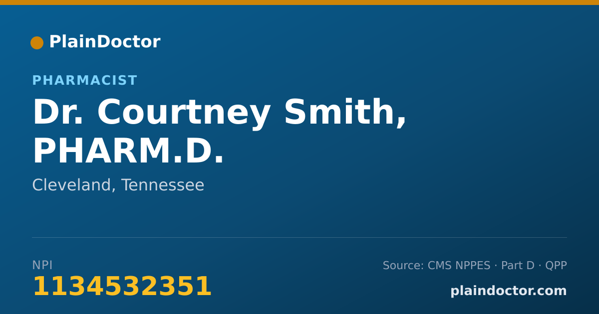 Shareable card for Courtney Smith, PHARM.D. - Pharmacist, Cleveland, TN