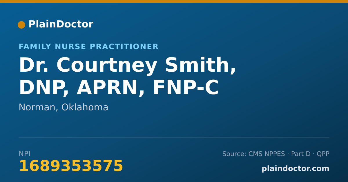 Shareable card for Courtney Smith, DNP, APRN, FNP-C - Family Nurse Practitioner, Norman, OK