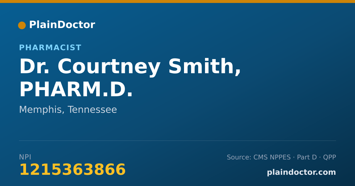 Shareable card for Courtney Smith, PHARM.D. - Pharmacist, Memphis, TN