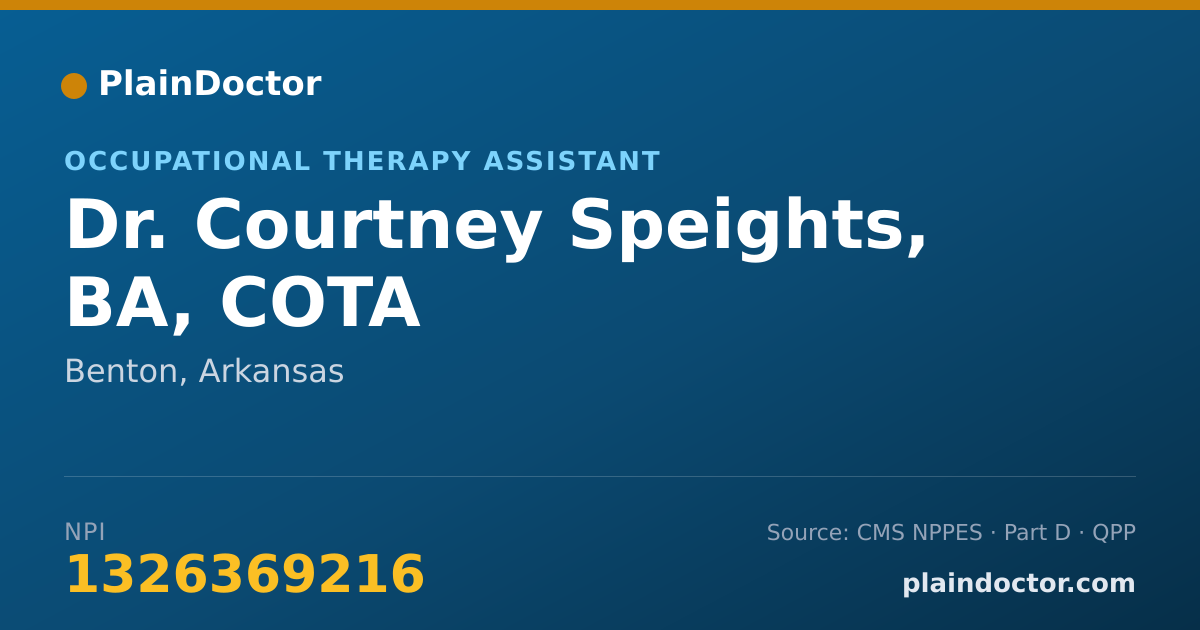 Shareable card for Courtney Speights, BA, COTA - Occupational Therapy Assistant, Benton, AR