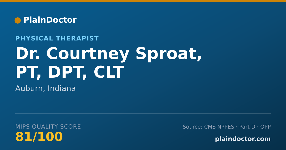 Shareable card for Courtney Sproat, PT, DPT, CLT - Physical Therapist, Auburn, IN