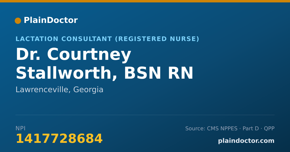 Shareable card for Courtney Stallworth, BSN RN IBCLC - Lactation Consultant (Registered Nurse), Lawrenceville, GA