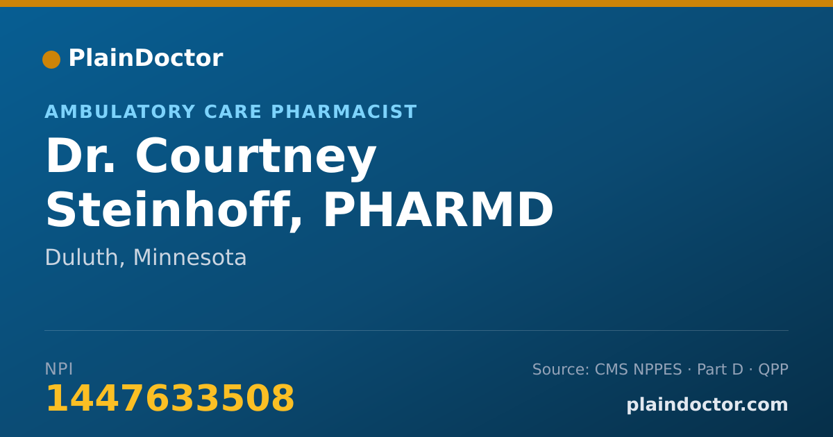 Shareable card for Courtney Steinhoff, PHARMD - Ambulatory Care Pharmacist, Duluth, MN