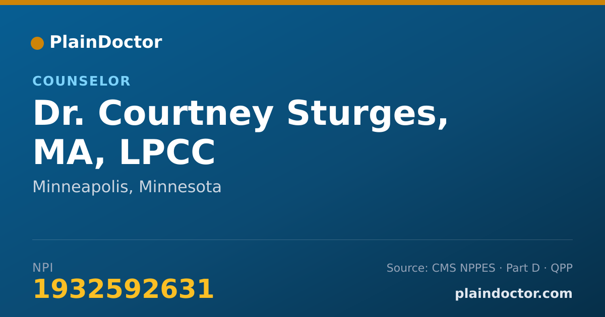 Shareable card for Courtney Sturges, MA, LPCC - Counselor, Minneapolis, MN