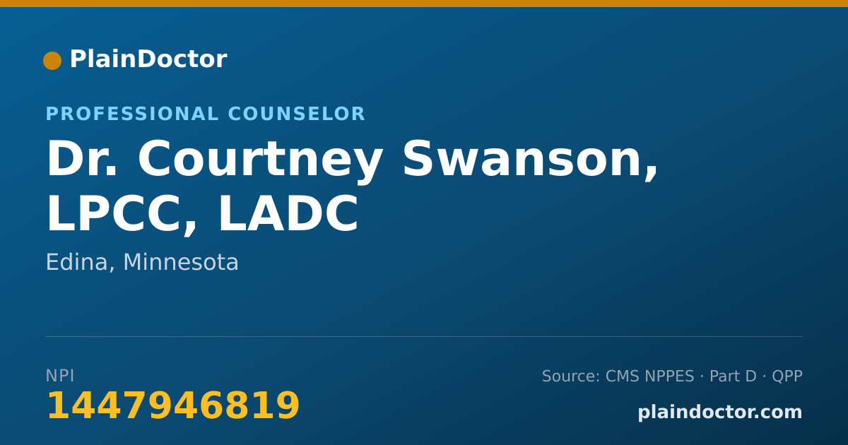 Shareable card for Courtney Swanson, LPCC, LADC - Professional Counselor, Edina, MN