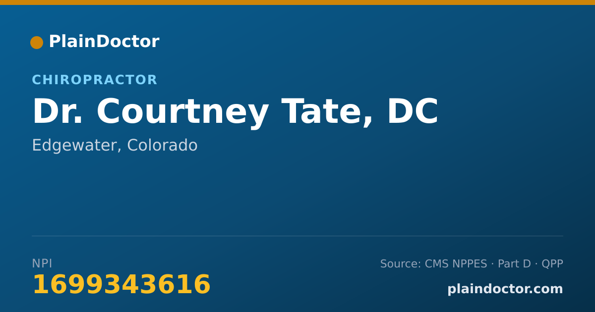 Shareable card for Courtney Tate, DC - Chiropractor, Edgewater, CO