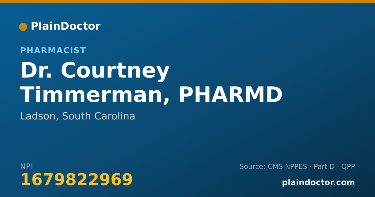 Shareable card for Courtney Timmerman, PHARMD - Pharmacist, Ladson, SC