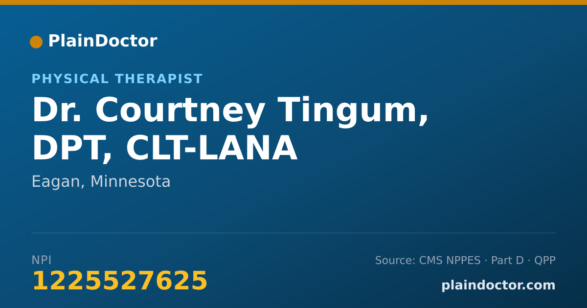 Shareable card for Courtney Tingum, DPT, CLT-LANA - Physical Therapist, Eagan, MN