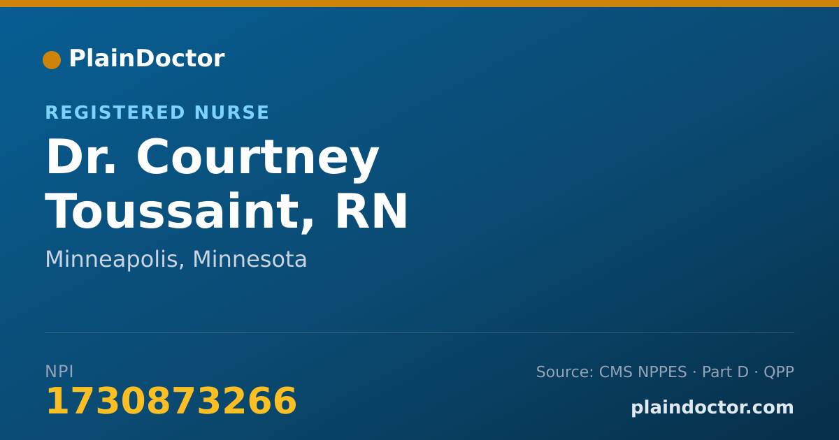 Shareable card for Courtney Toussaint, RN - Registered Nurse, Minneapolis, MN