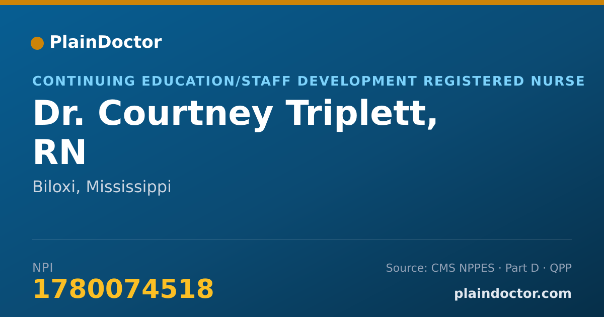 Shareable card for Courtney Triplett, RN - Continuing Education/Staff Development Registered Nurse, Biloxi, MS