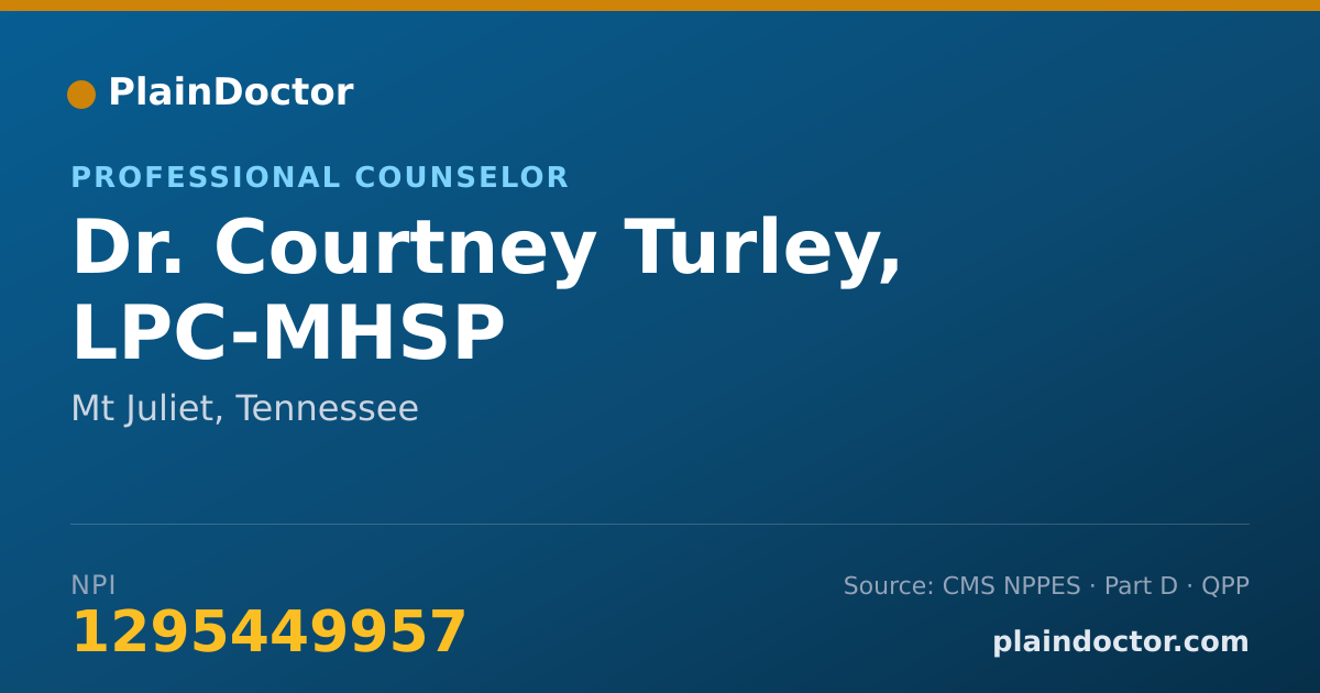 Shareable card for Courtney Turley, LPC-MHSP - Professional Counselor, Mt Juliet, TN
