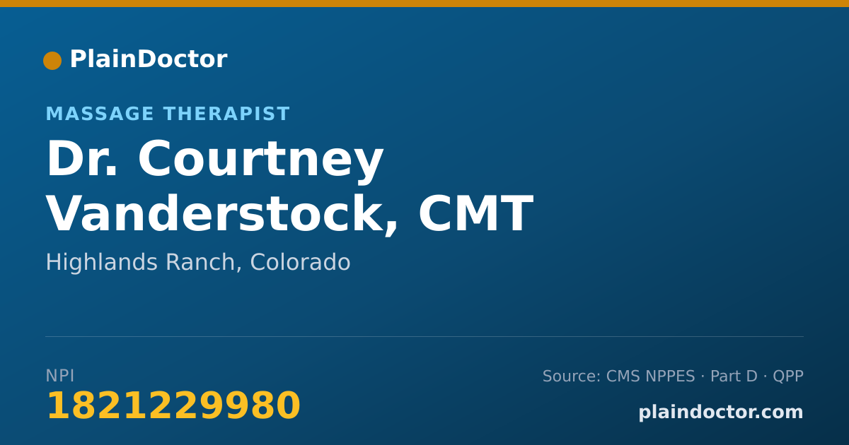Shareable card for Courtney Vanderstock, CMT - Massage Therapist, Highlands Ranch, CO