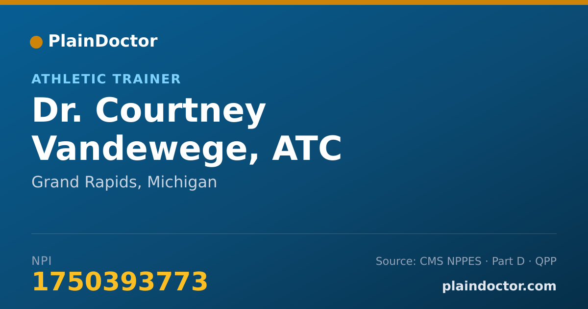 Shareable card for Courtney Vandewege, ATC - Athletic Trainer, Grand Rapids, MI