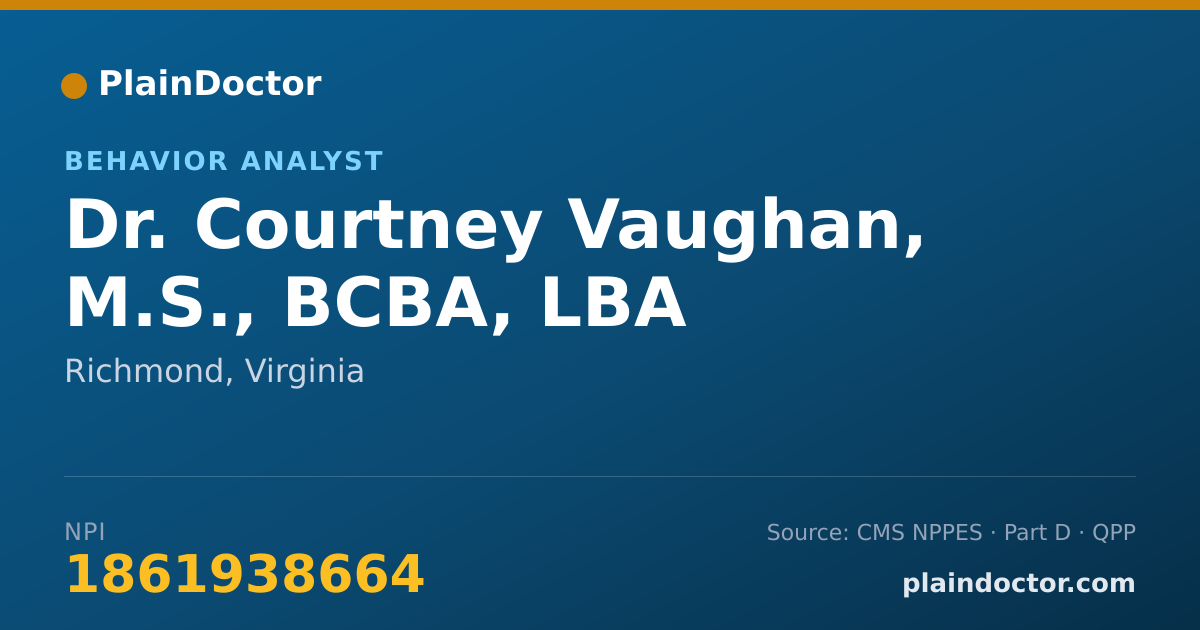 Shareable card for Courtney Vaughan, M.S., BCBA, LBA - Behavior Analyst, Richmond, VA