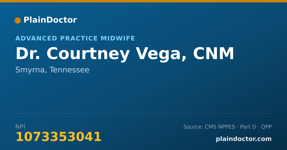 Shareable card for Courtney Vega, CNM - Advanced Practice Midwife, Smyrna, TN