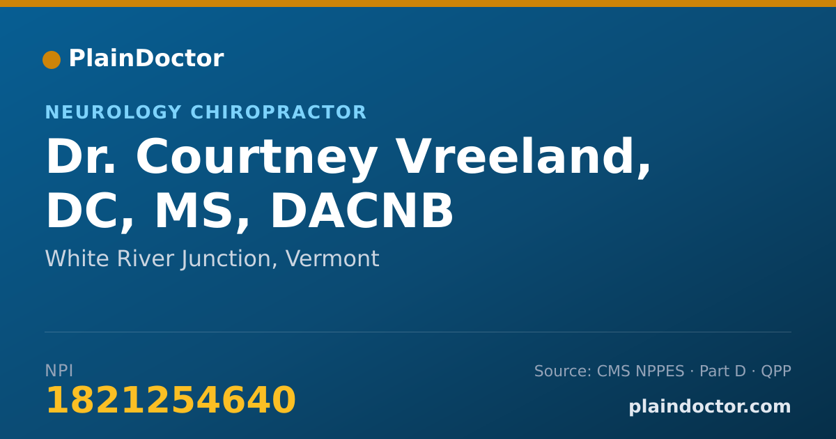 Shareable card for Courtney Vreeland, DC, MS, DACNB - Neurology Chiropractor, White River Junction, VT