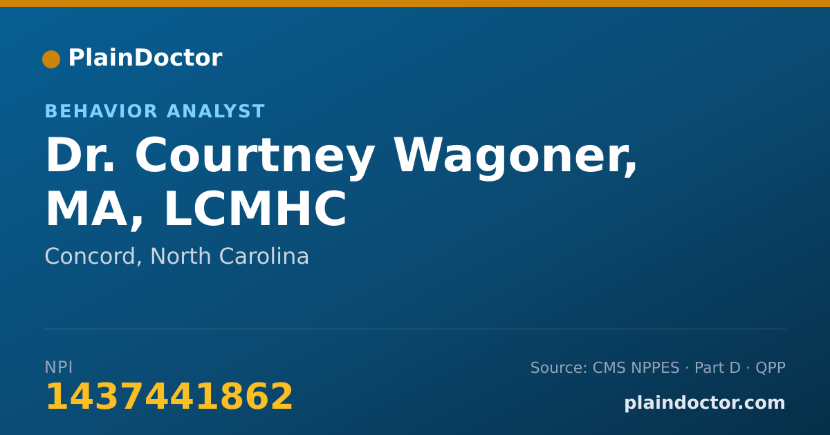 Shareable card for Courtney Wagoner, MA, LCMHC - Behavior Analyst, Concord, NC