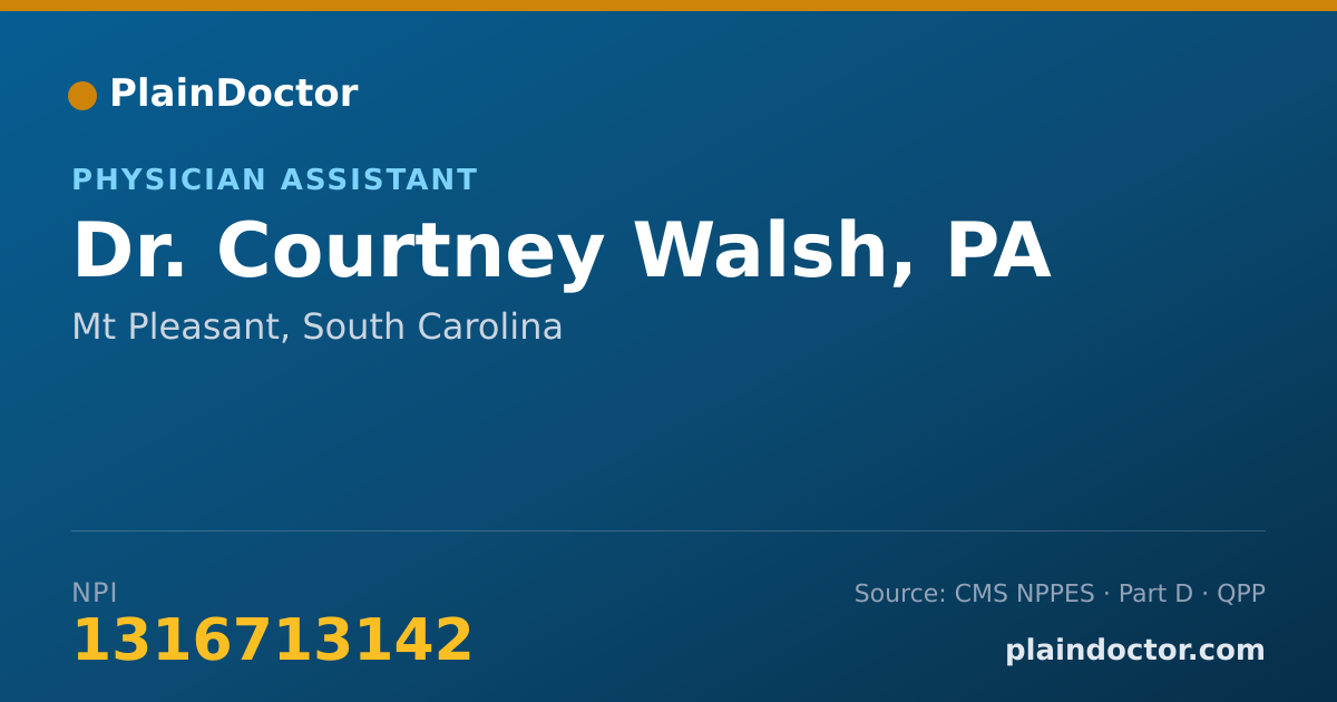 Shareable card for Courtney Walsh, PA - Physician Assistant, Mt Pleasant, SC