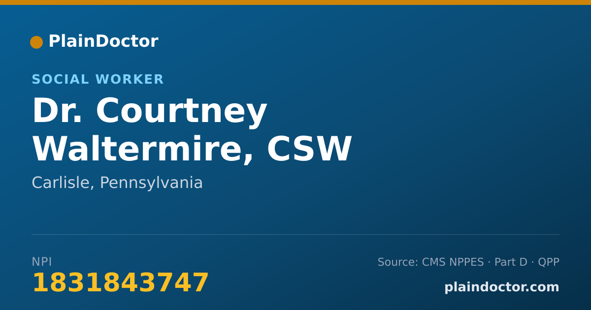 Shareable card for Courtney Waltermire, CSW - Social Worker, Carlisle, PA